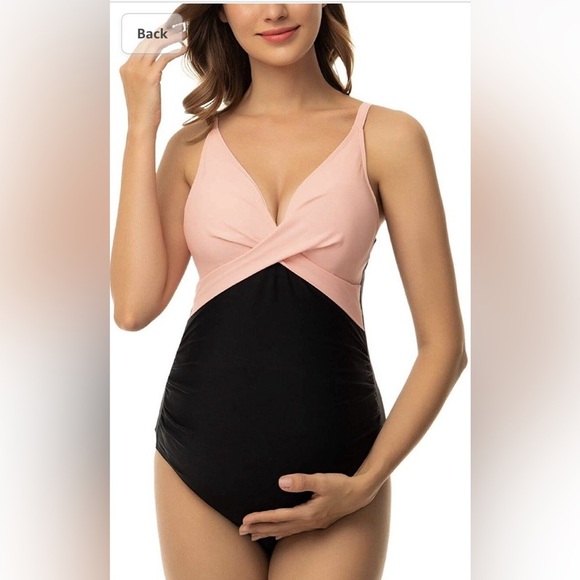 maternity Swimwear Other - One Piece Maternity‎ Swimsuit V Neck Pregnancy Bathing Suit Ruched NWT XL